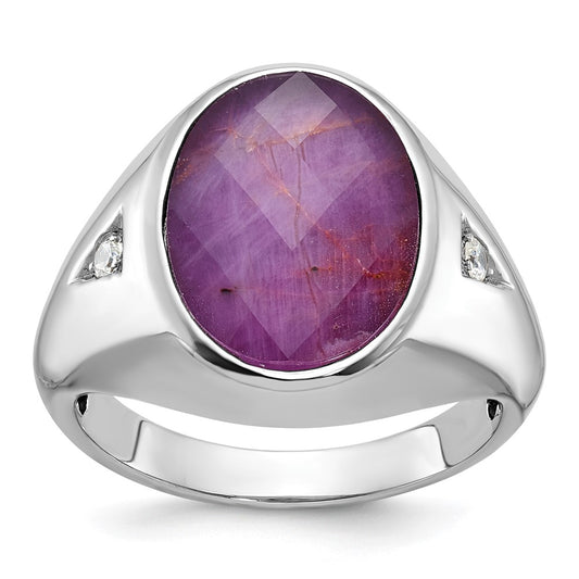 IB Goodman Mens Oval Ruby Doublet Stone and 1/15 carat Diamond Complete Ring - WBC