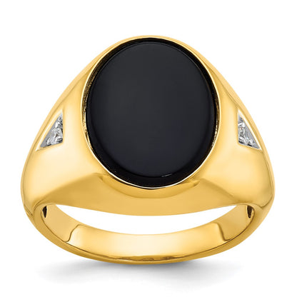 IB Goodman Mens Oval Onyx and 1/15 carat Diamond Complete Ring - WBC