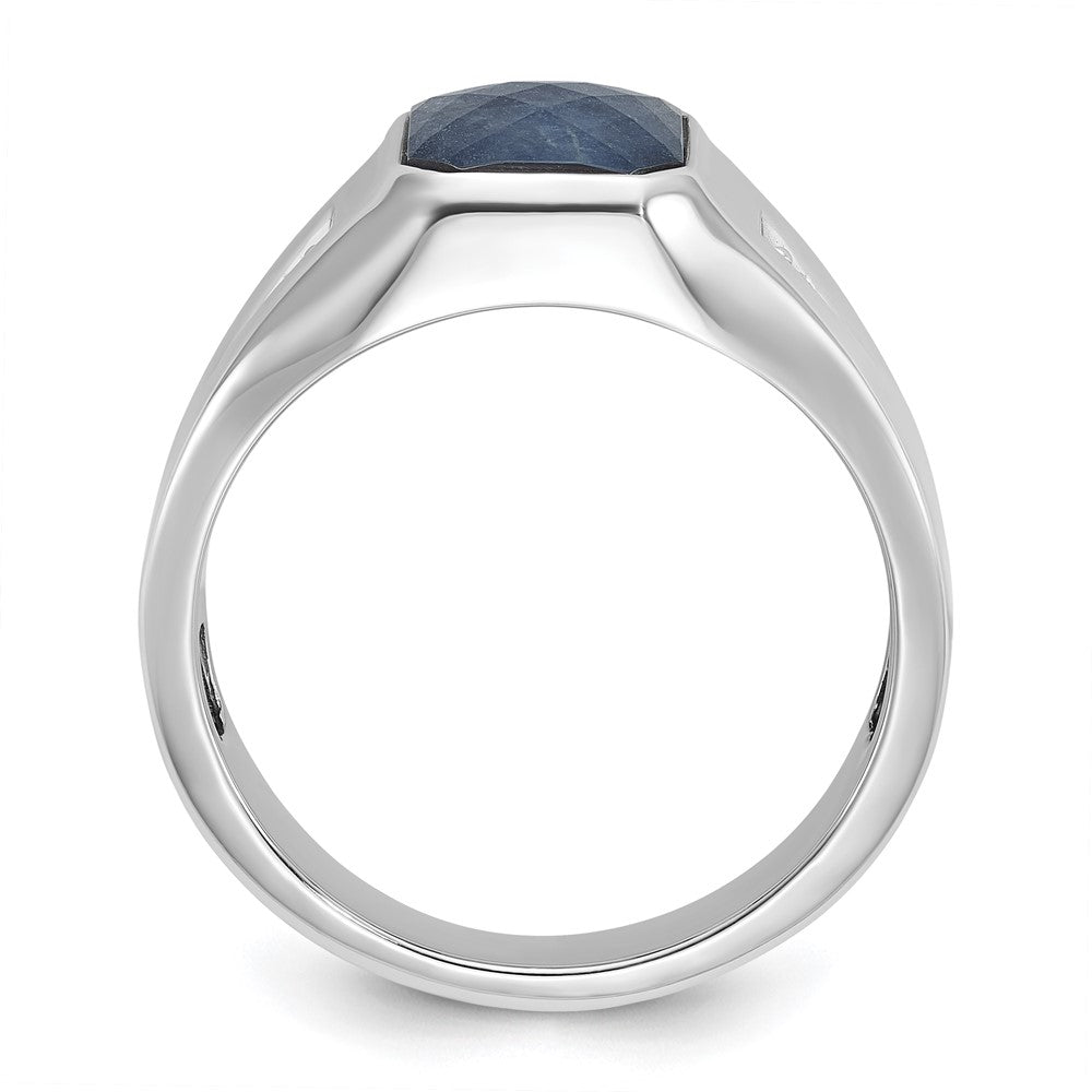 IB Goodman Mens Octagon Sapphire Doublet Stone and 1/20 carat Diamond Complete Ring - WBC