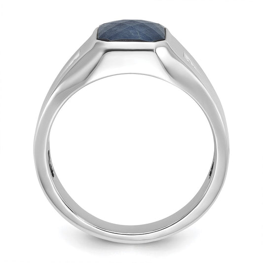 IB Goodman Mens Octagon Sapphire Doublet Stone and 1/20 carat Diamond Complete Ring - WBC