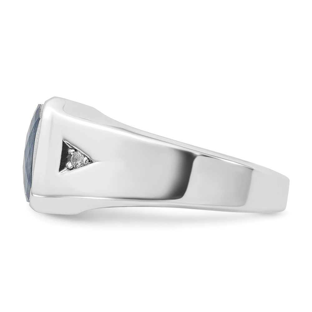 IB Goodman Mens Octagon Sapphire Doublet Stone and 1/20 carat Diamond Complete Ring - WBC
