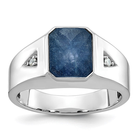 IB Goodman Mens Octagon Sapphire Doublet Stone and 1/20 carat Diamond Complete Ring - WBC