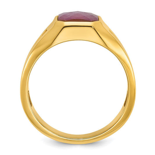 IB Goodman Mens Octagon Ruby Doublet Stone and 1/20 carat Diamond Complete Ring - WBC