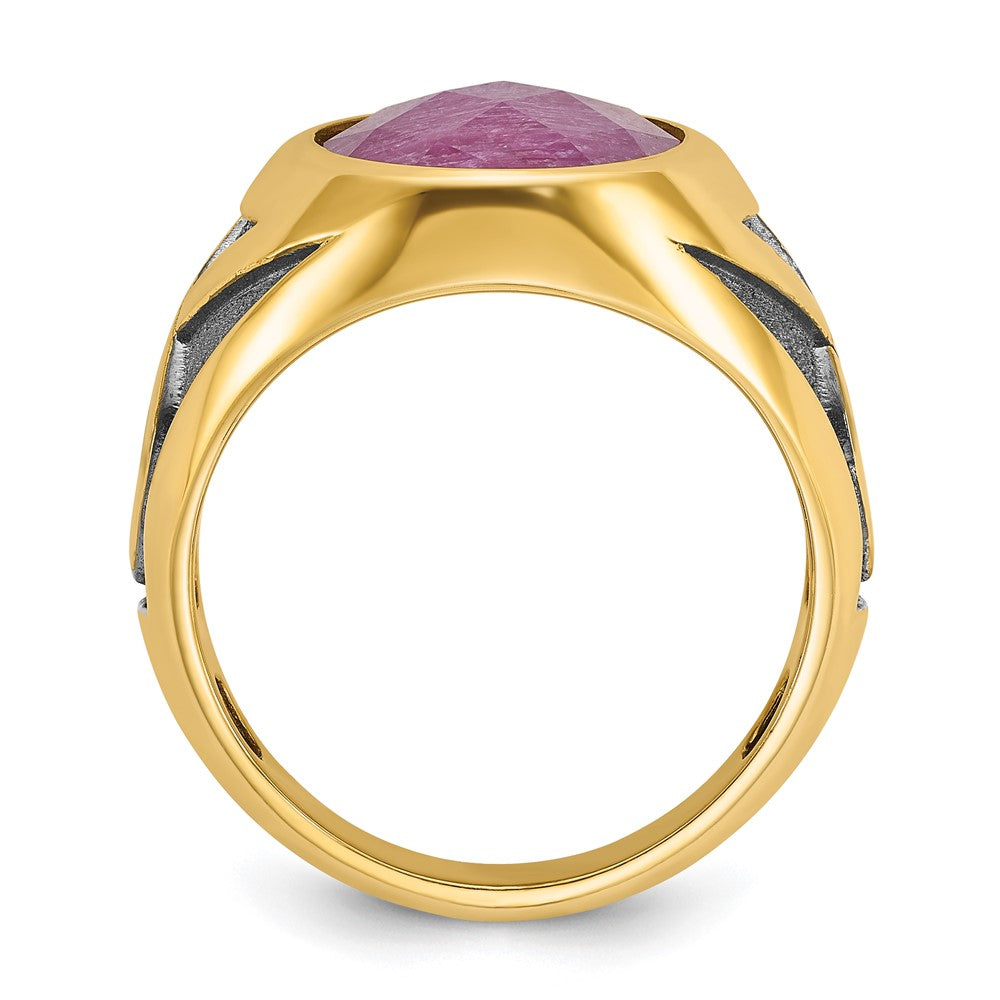 IB Goodman with Black Rhodium Mens Oval Ruby Doublet Stone Complete Ring - WBC