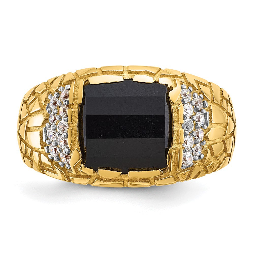 IBGoodman Men's Polished and Nugget Textured Onyx and 1/4 Carat AA Quality Diamond Ring - WBC