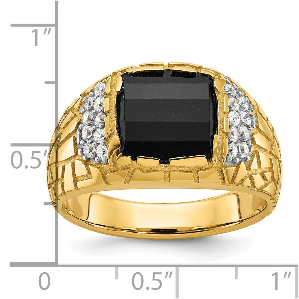 IBGoodman Men's Polished and Nugget Textured Onyx and 1/4 Carat AA Quality Diamond Ring - WBC