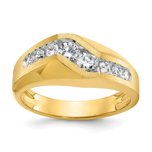 IBGoodman Men's Polished and Satin 1 Carat AA Quality Diamond Ring - WBC