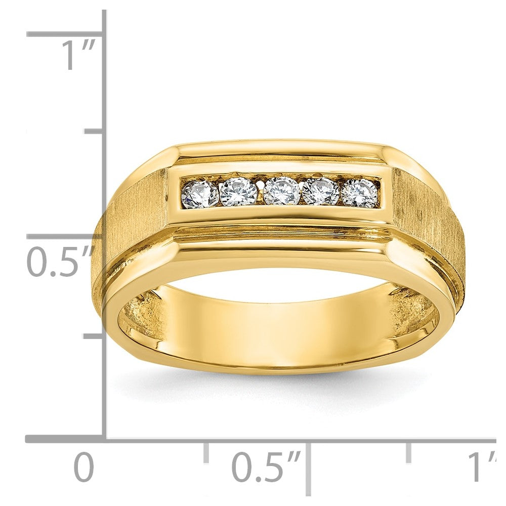 IBGoodman Men's Polished and Satin 5-Stone 1/4 Carat AA Quality Diamond Ring - WBC