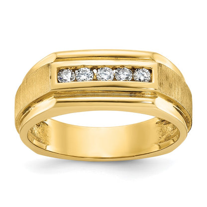 IBGoodman Men's Polished and Satin 5-Stone 1/4 Carat AA Quality Diamond Ring - WBC