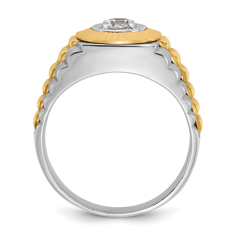 IBGoodman Two-tone Men's Polished Satin and Textured 3/8 Carat AA Quality Diamond Ring - WBC