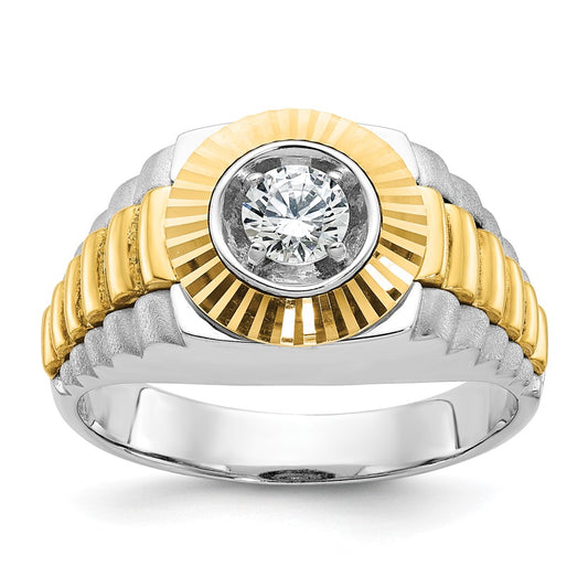 IBGoodman Two-tone Men's Polished Satin and Textured 3/8 Carat AA Quality Diamond Ring - WBC