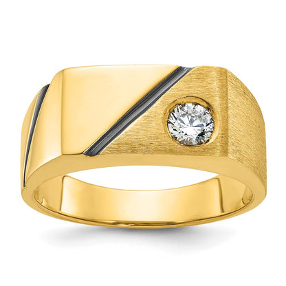 IB Goodman with Black Rhodium Mens Polished and Satin 1/4 carat Diamond Complete Ring - WBC