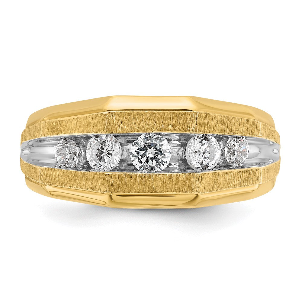 IBGoodman with Rhodium Men's Polished and Satin 5-Stone 1/2 Carat AA Quality Diamond Ring - WBC