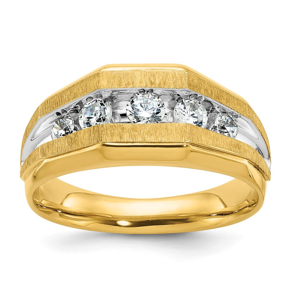 IBGoodman with Rhodium Men's Polished and Satin 5-Stone 1/2 Carat AA Quality Diamond Ring - WBC