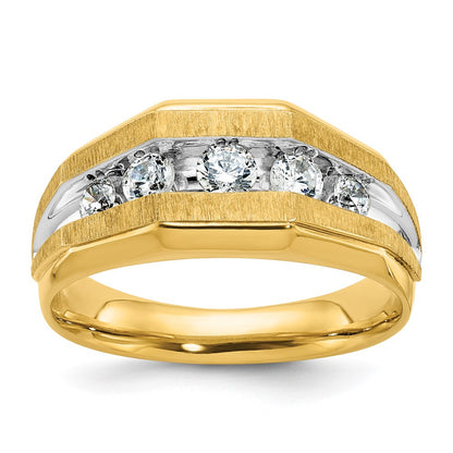 IBGoodman with Rhodium Men's Polished and Satin 5-Stone 1/2 Carat AA Quality Diamond Ring - WBC
