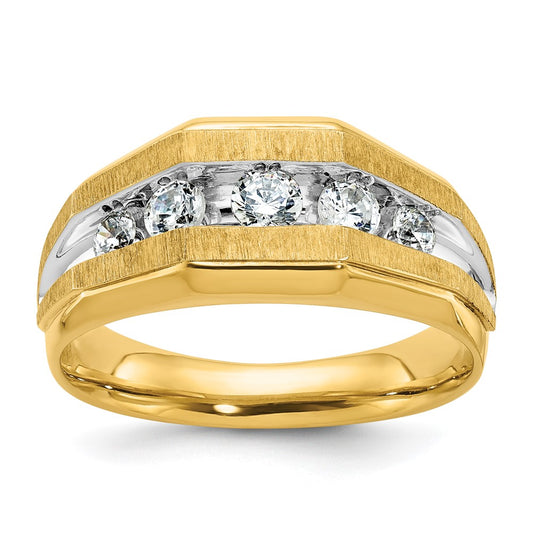 IBGoodman with Rhodium Men's Polished and Satin 5-Stone 1/2 Carat AA Quality Diamond Ring - WBC