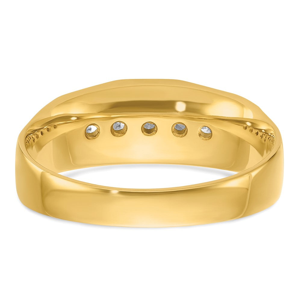 IBGoodman with Rhodium Men's Polished and Satin 5-Stone 1/4 Carat AA Quality Diamond Ring - WBC