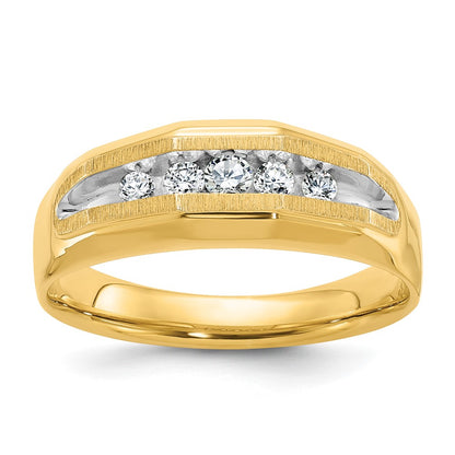 IBGoodman with Rhodium Men's Polished and Satin 5-Stone 1/4 Carat AA Quality Diamond Ring - WBC