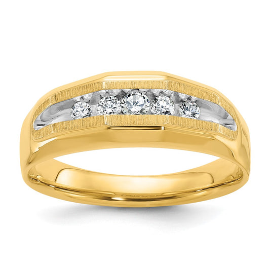 IBGoodman with Rhodium Men's Polished and Satin 5-Stone 1/4 Carat AA Quality Diamond Ring - WBC