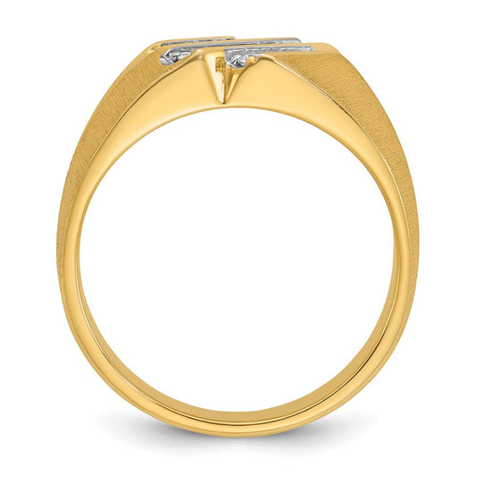 IBGoodman Men's Polished Satin and Grooved 1/4 Carat AA Quality Diamond Ring - WBC