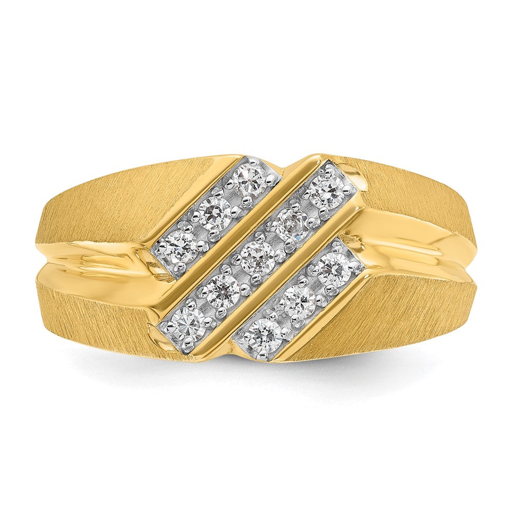 IBGoodman Men's Polished Satin and Grooved 1/4 Carat AA Quality Diamond Ring - WBC