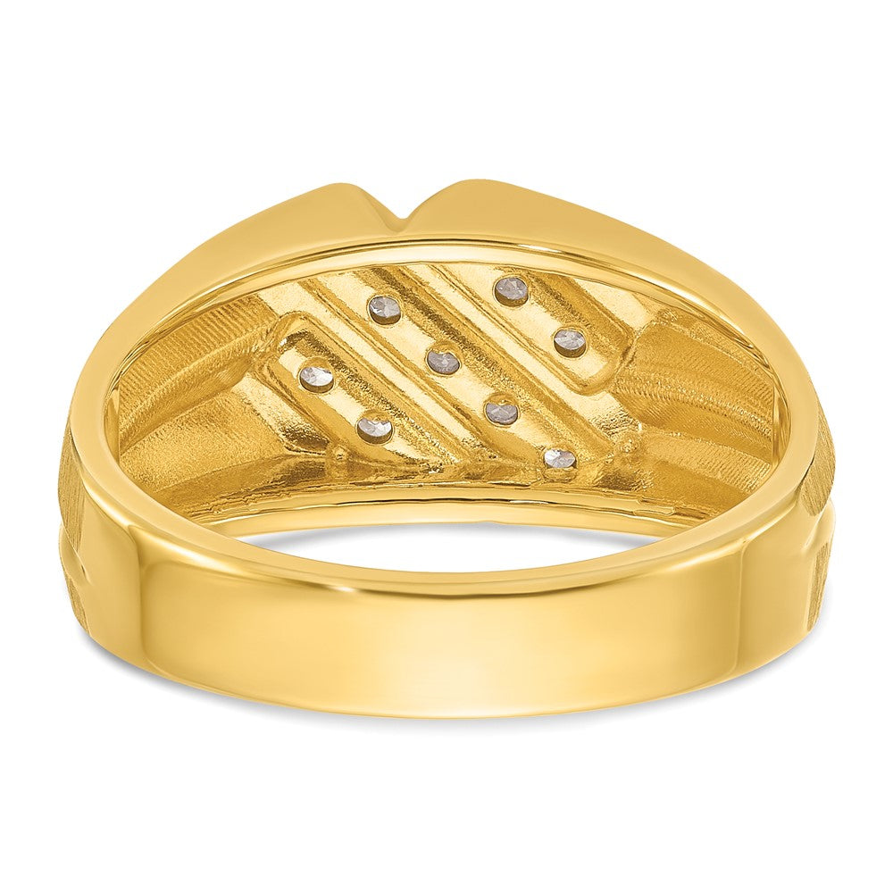 IBGoodman Men's Polished Satin and Grooved 1/4 Carat AA Quality Diamond Ring - WBC