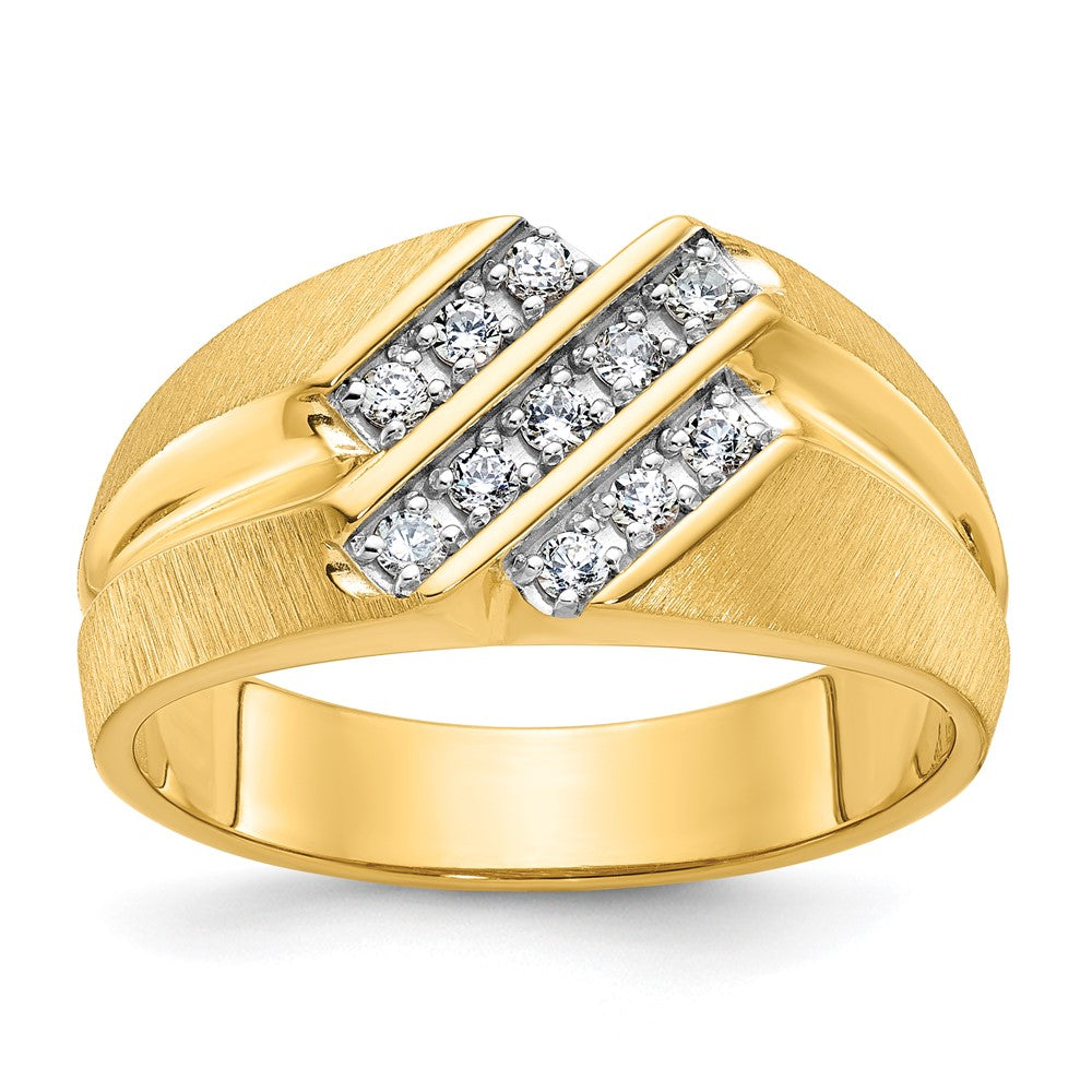 IBGoodman Men's Polished Satin and Grooved 1/4 Carat AA Quality Diamond Ring - WBC