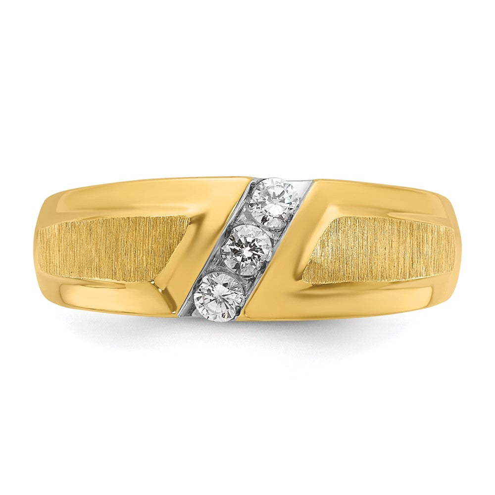 IBGoodman Men's Polished and Satin 3-Stone 1/4 Carat AA Quality Diamond Ring - WBC