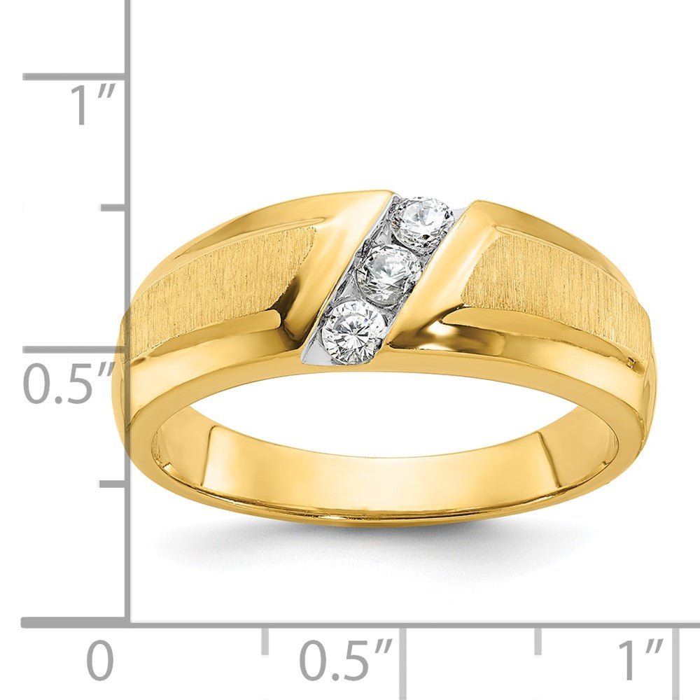 IBGoodman Men's Polished and Satin 3-Stone 1/4 Carat AA Quality Diamond Ring - WBC