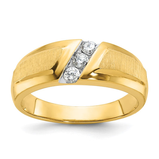 IBGoodman Men's Polished and Satin 3-Stone 1/4 Carat AA Quality Diamond Ring - WBC