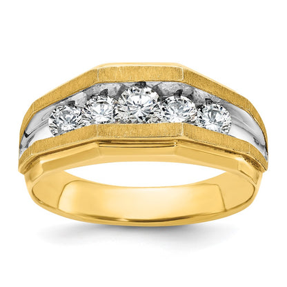IBGoodman with Rhodium Men's Polished and Satin 5-Stone 1 Carat AA Quality Diamond Ring - WBC