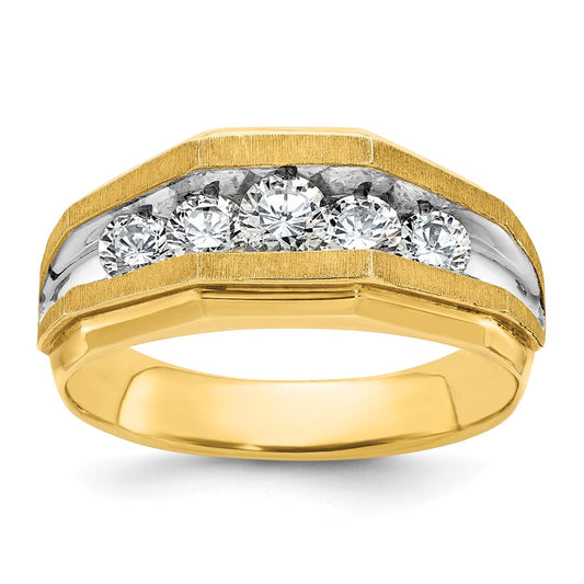 IBGoodman with Rhodium Men's Polished and Satin 5-Stone 1 Carat AA Quality Diamond Ring - WBC