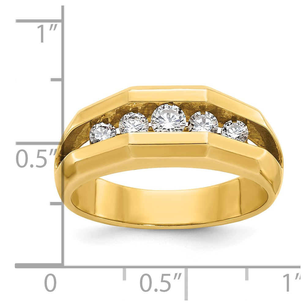 IB Goodman Mens Polished Channel-set 5-Stone 1/2 Carat AA Quality Diamond Ring - WBC