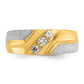 IBGoodman Two-tone Men's Polished Satin and Grooved 3-Stone 1/4 Carat AA Quality Diamond Ring - WBC