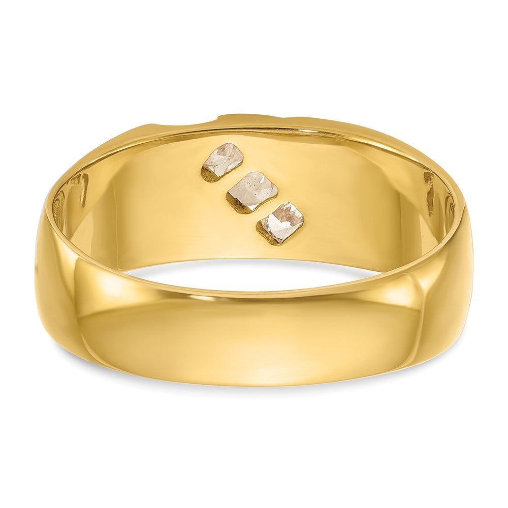 IBGoodman Two-tone Men's Polished Satin and Grooved 3-Stone 1/4 Carat AA Quality Diamond Ring - WBC