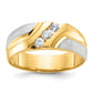IBGoodman Two-tone Men's Polished Satin and Grooved 3-Stone 1/4 Carat AA Quality Diamond Ring - WBC