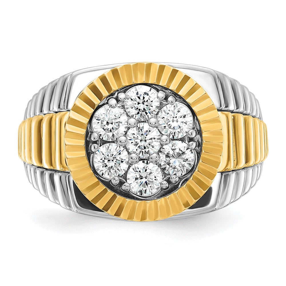 IBGoodman Two-tone Men's Polished and Textured 1 Carat AA Quality Round Cluster Ring - WBC