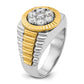 IBGoodman Two-tone Men's Polished and Textured 1 Carat AA Quality Round Cluster Ring - WBC