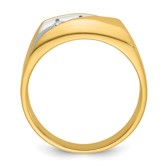 IBGoodman with Rhodium Men's Polished and Grooved 3-Stone 1/3 Carat AA Quality Diamond Ring - WBC
