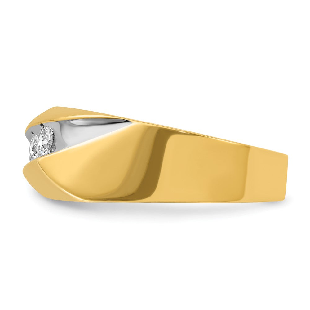IBGoodman with Rhodium Men's Polished and Grooved 3-Stone 1/3 Carat AA Quality Diamond Ring - WBC
