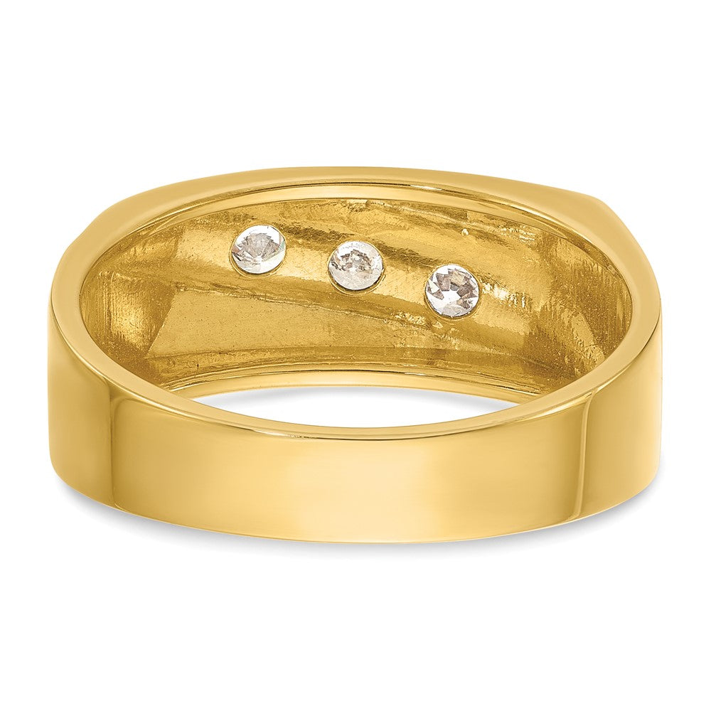 IBGoodman with Rhodium Men's Polished and Grooved 3-Stone 1/3 Carat AA Quality Diamond Ring - WBC