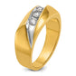 IBGoodman with Rhodium Men's Polished and Grooved 3-Stone 1/3 Carat AA Quality Diamond Ring - WBC