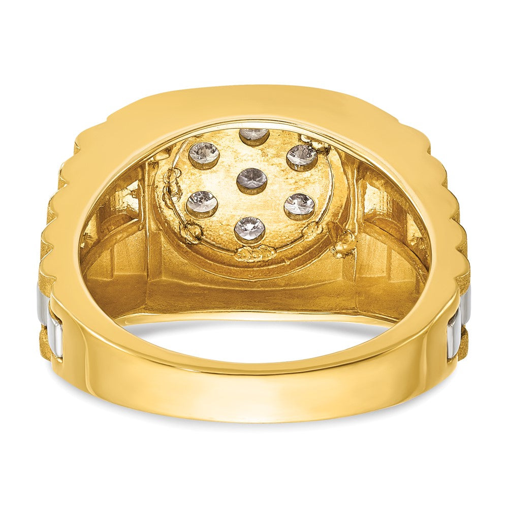 IBGoodman Two-tone Men's Polished Satin and Textured 1/2 Carat AA Quality Diamond Cluster Ring - WBC