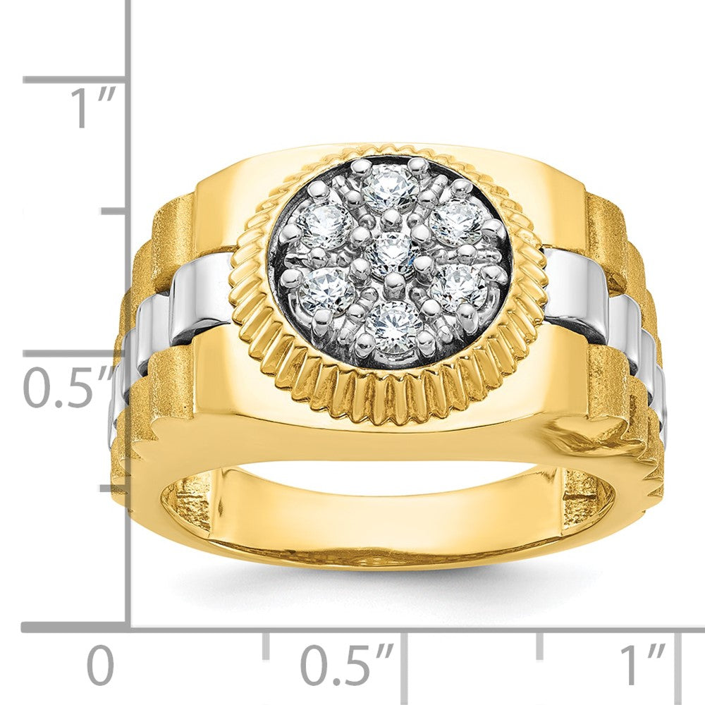 IBGoodman Two-tone Men's Polished Satin and Textured 1/2 Carat AA Quality Diamond Cluster Ring - WBC