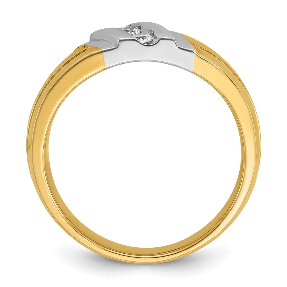 IBGoodman Two-tone Men's Polished and Grooved 3-Stone 1/5 Carat AA Quality Diamond Ring - WBC