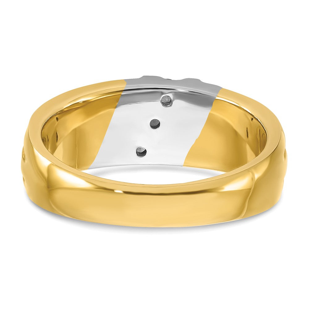 IBGoodman Two-tone Men's Polished and Grooved 3-Stone 1/5 Carat AA Quality Diamond Ring - WBC