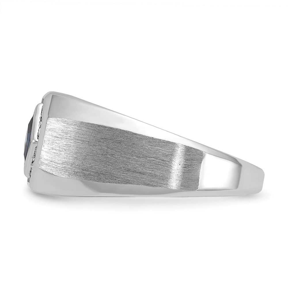 IB Goodman Mens Square Lab Created Sapphire and 1/20 carat Diamond Satin Complete Ring - WBC