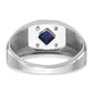IB Goodman Mens Square Lab Created Sapphire and 1/20 carat Diamond Satin Complete Ring - WBC