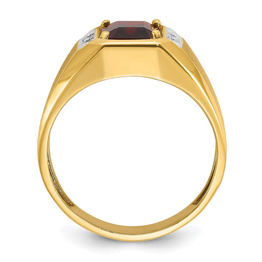 IB Goodman Mens Polished and Satin Octagon Lab Created Ruby and 1/20 carat Diamond Complete Ring - WBC