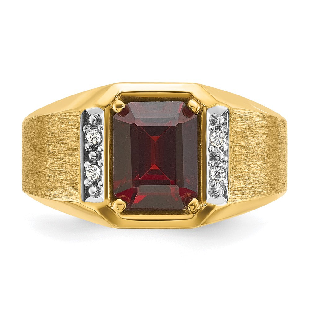 IB Goodman Mens Polished and Satin Octagon Lab Created Ruby and 1/20 carat Diamond Complete Ring - WBC